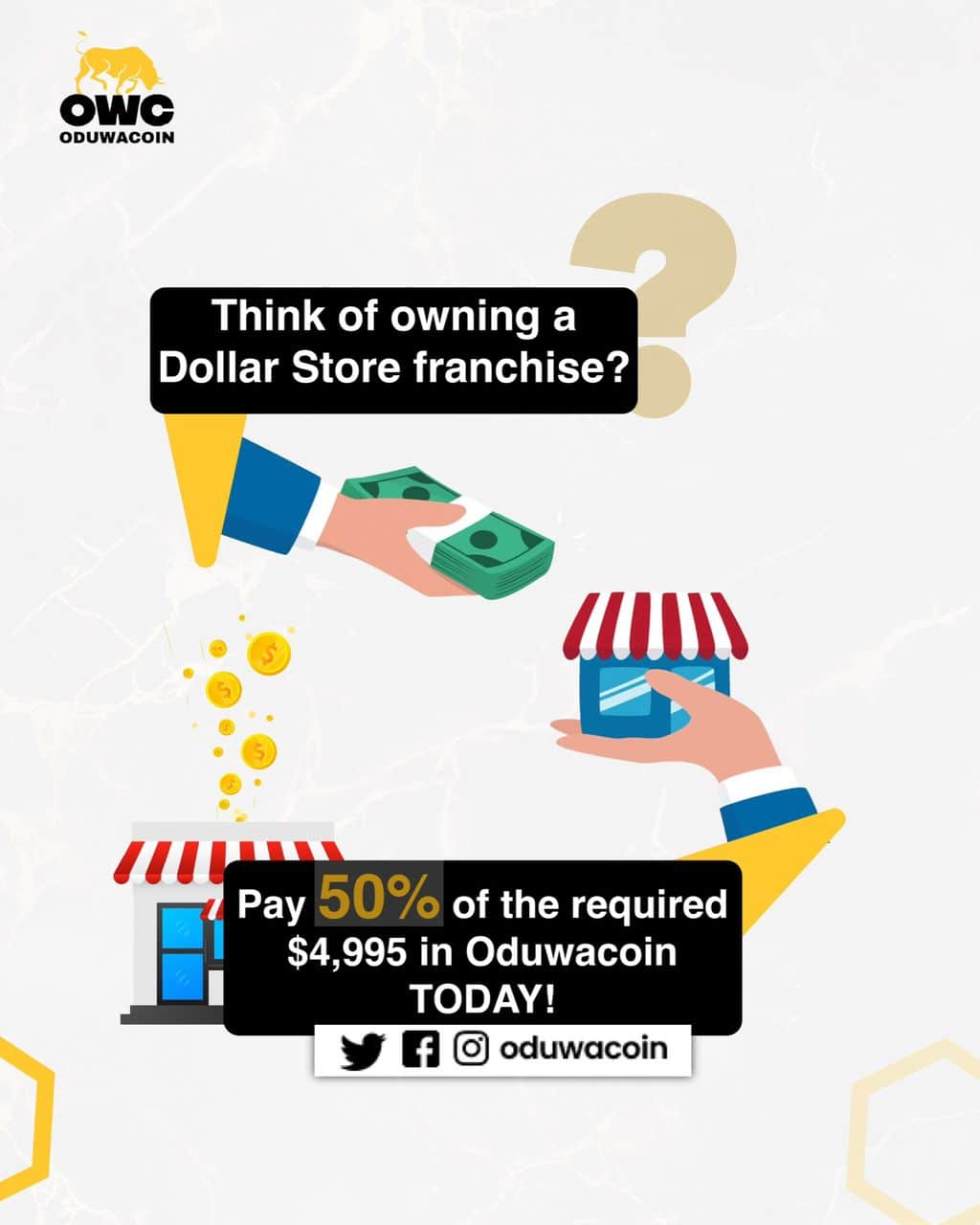 Limited Time Offer: Pay 50% in Oduwacoin for Dollar Store Franchise Ownership